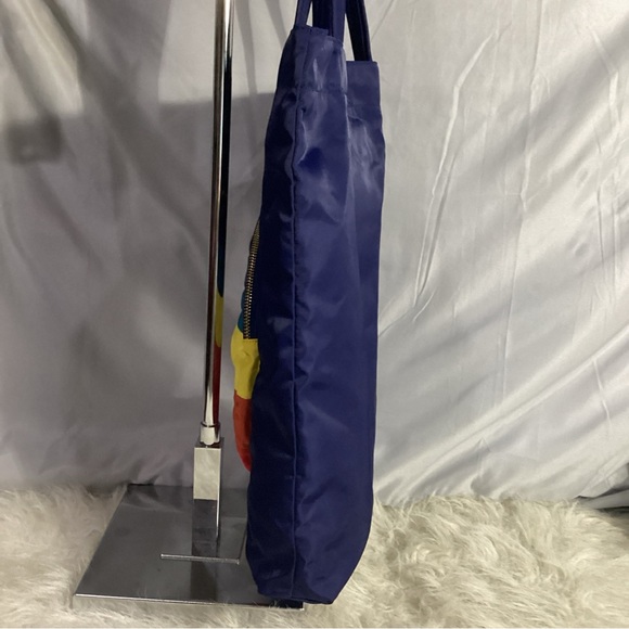 Anya Hindmarch Striped Smiley Wink Face Nylon Blue Tote Bag EUC - Picture 6 of 14